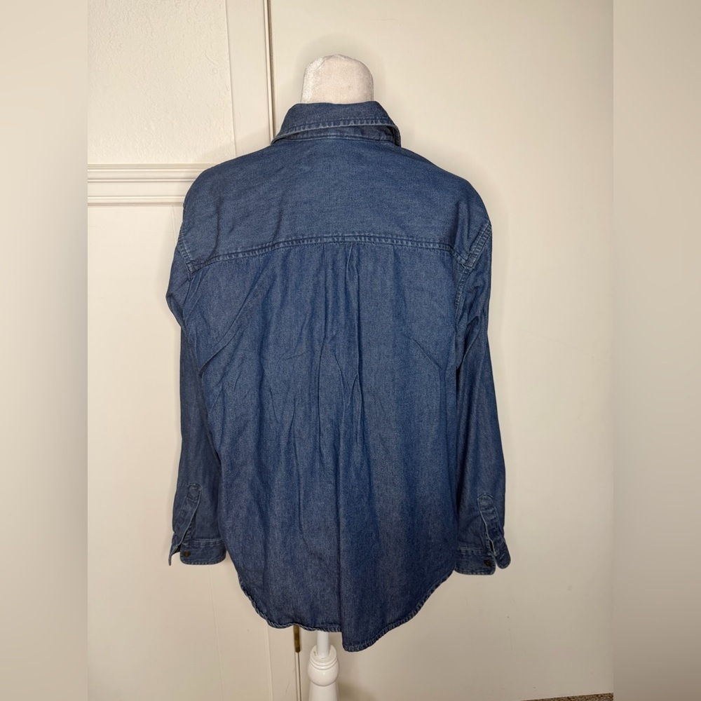 Karen Scott Embroidered Blue Denim Button-Down Jacket size XL - Picture 5 of 7